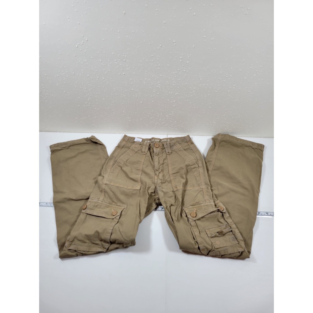 American Eagle Baggy Jogger Womens 00 Tan Excellent Cargo Stretch Pants‎